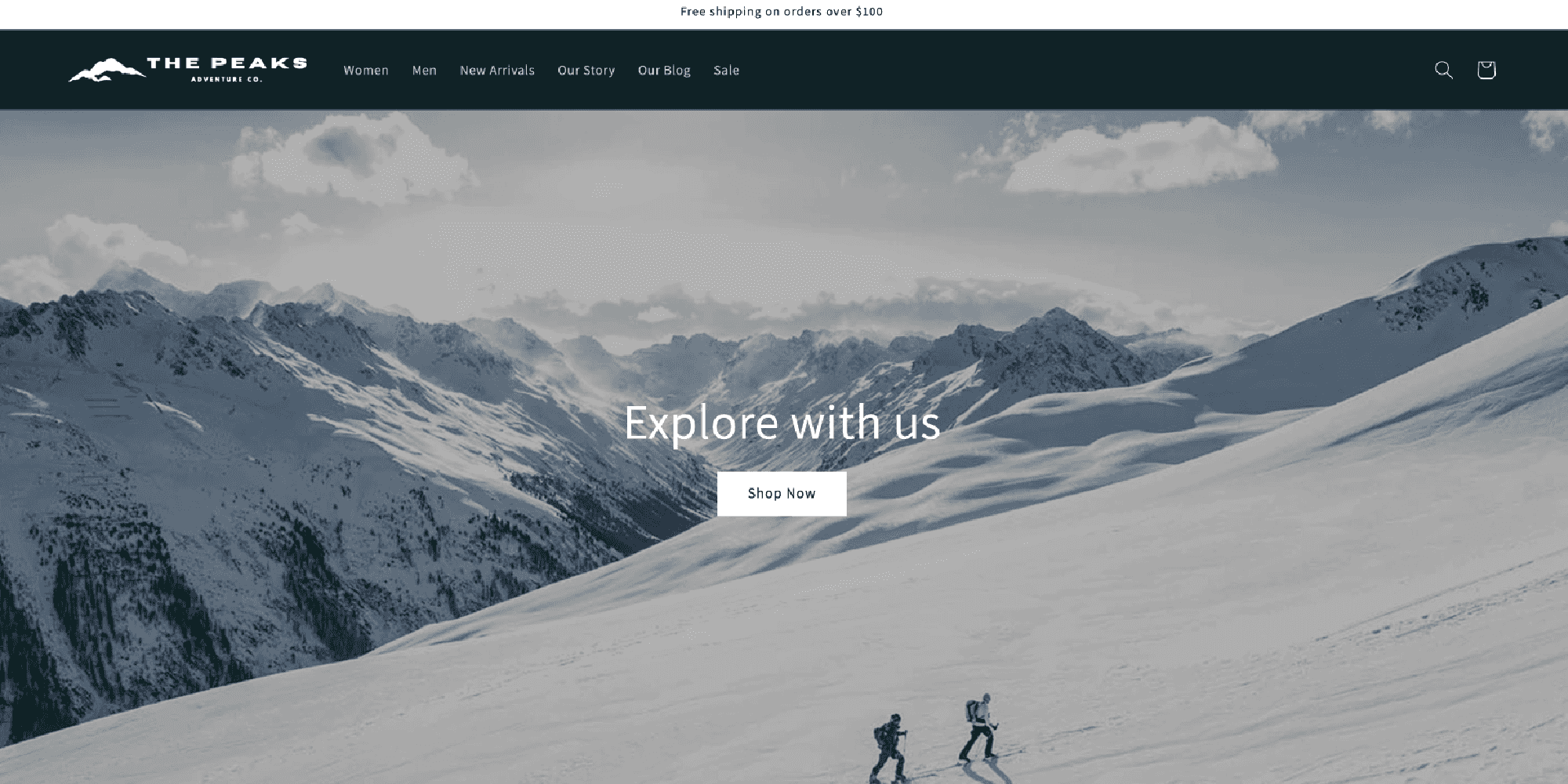 homepage of The Peaks