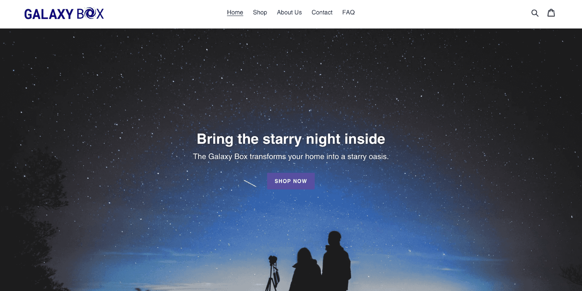 homepage of Galaxy Box